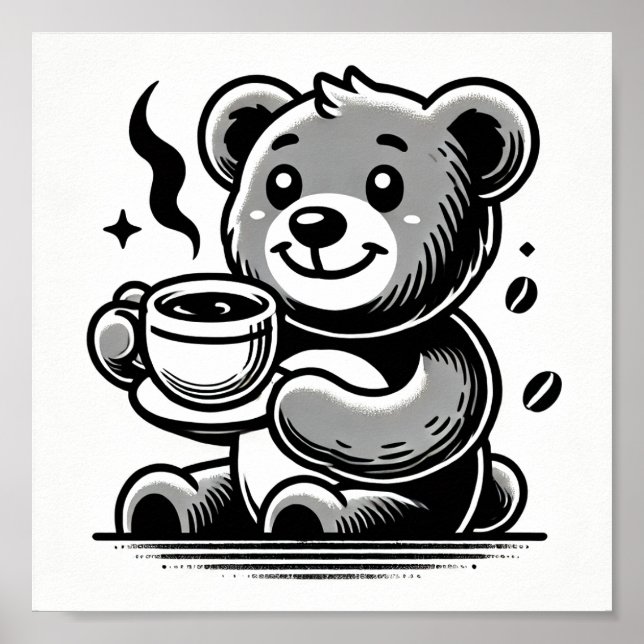 Poster Heureux avec le café (Devant)