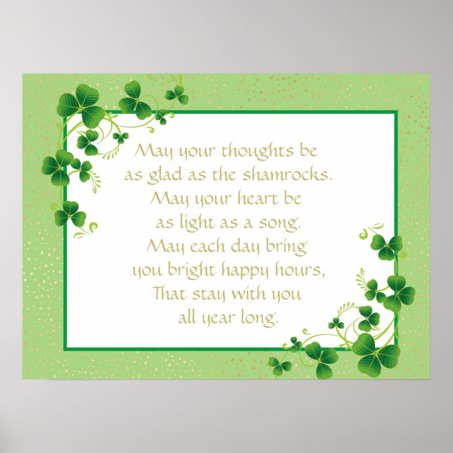 Poster Heureux De Bénédiction Irlandaise Shamrock (Devant)