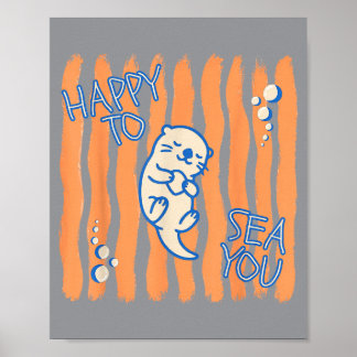 Poster Heureux de voir enseignant d'animaux marins rentré