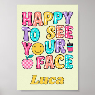 Poster Heureux de voir votre visage Professeur Rétro Mign
