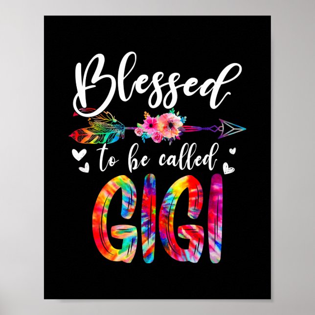 Poster Heureux D'Être Appelé Maman Gigi Flore Tie Dye (Devant)