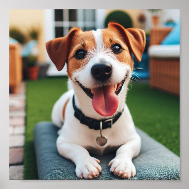 Poster heureux et souriant Jack Russell Terrier (Devant)