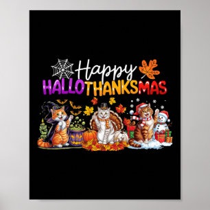 Poster Heureux Hallothanksmas Les amateurs de chats Thank