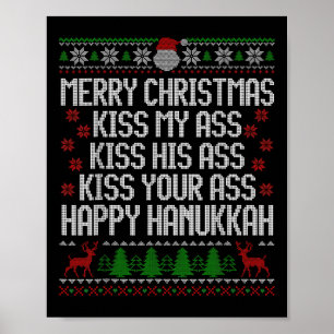 Poster Heureux Hanoukka Embrasse Mon Joyeux Noël
