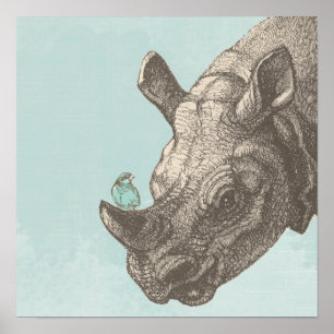 POSTER HEUREUX RHINO