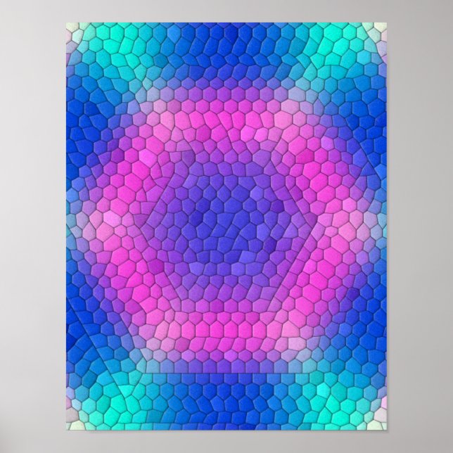 Poster Hexagones de l'échelle de sirène holographique ros (Devant)