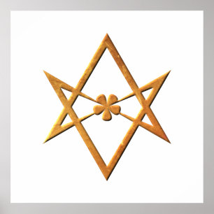 Poster Hexagram unicursale d'or - symbole thelemic