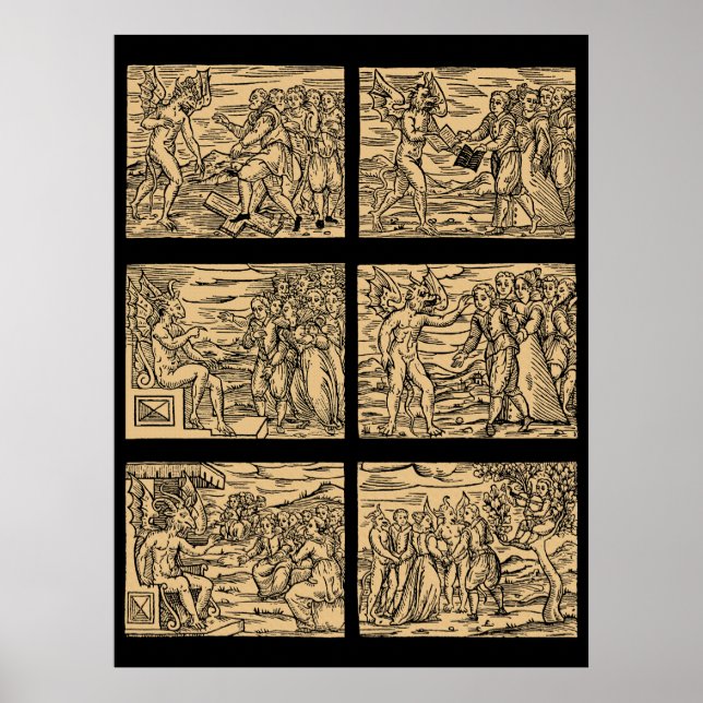 Poster Hexaptyque de sorcières après Guazzo 30x40 (Devant)
