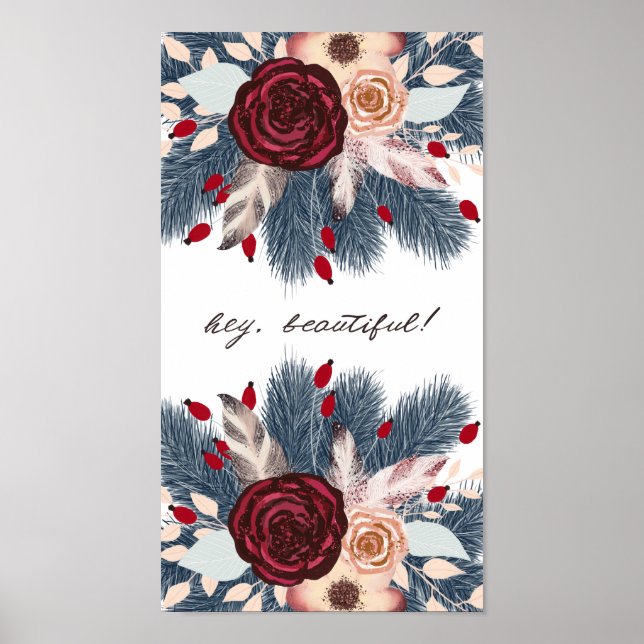 Poster Hey belle florale de Noël (Devant)