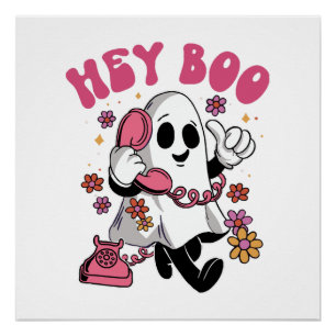 Poster Hey Boo - Fantôme Groovy Halloween