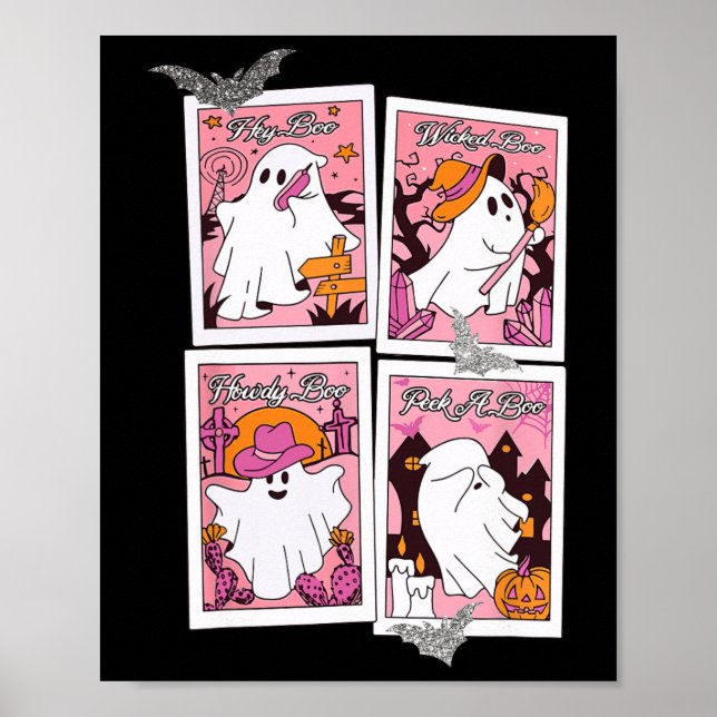Poster Hey Boo Wicked Boo Howdy Boo Peek A Boo Halloween (Devant)