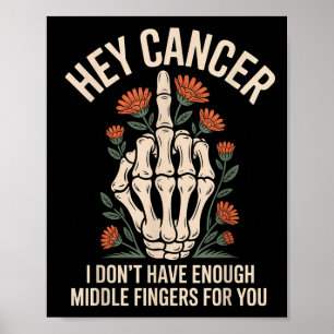 Poster Hey Cancer Je n'ai pas assez de doigts moyens pour