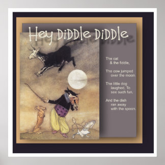 Poster Hey Diddle Diddle Nursery Rhyme