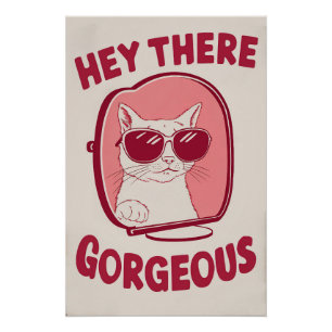 Poster Hey There Magnifique - Chat Amusant Avec Lunettes