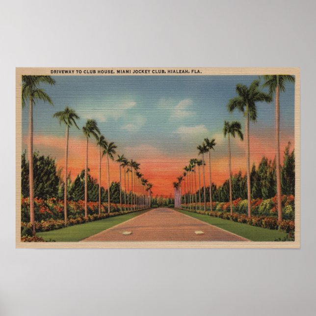 Poster Hialeah, Floride - Miami Jockey Club Drive (Devant)
