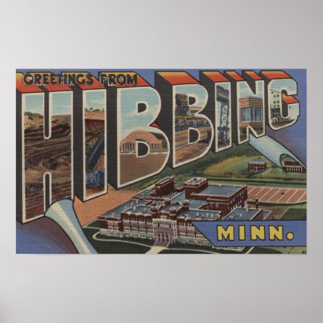 Poster Hibbing, Minnesota - Scènes de grandes lettres (Devant)