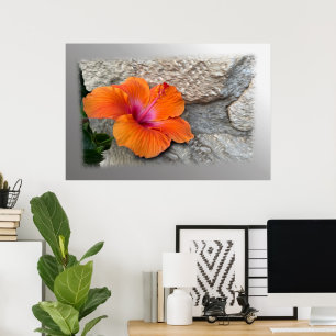Poster hibiscus en floraison