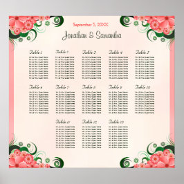 Poster Hibiscus rose 13 Tables Mariages Cartes de sièges