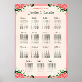 Poster Hibiscus rose 15 Tables Mariages Cartes de sièges