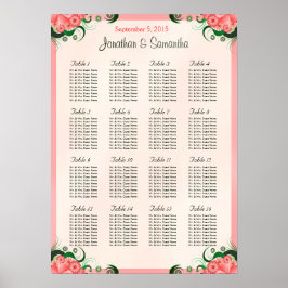Poster Hibiscus rose 16 Tables Mariages Cartes de sièges