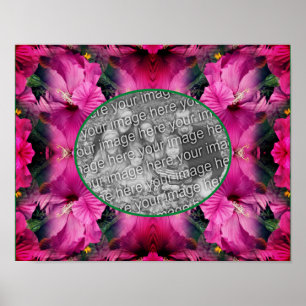 Poster Hibiscus rose Cadre Fleur Créer Votre Propre Photo