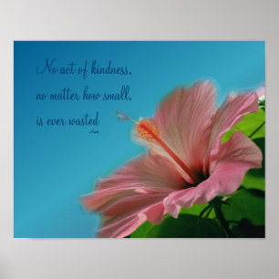Poster Hibiscus rose Citation de bonté fleur Inspiration
