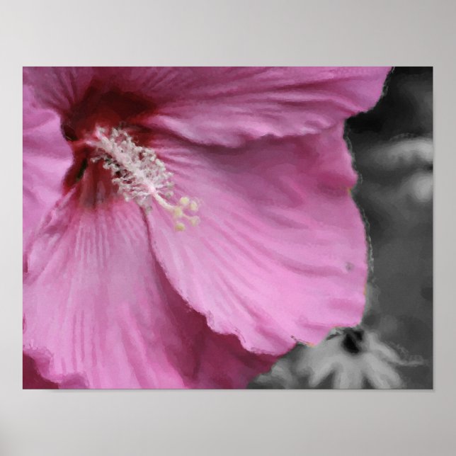 Poster Hibiscus rose Peinture Art (Devant)