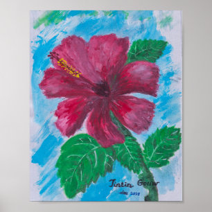 Poster hibiscus rouge