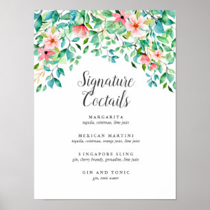 Poster Hibiscus tropical Signature Menu Cocktail Signe