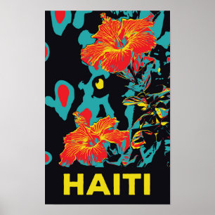 Poster Hibiscus typique des caraïbes d'Haïti