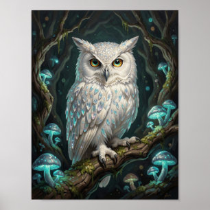 Poster Hibou cristallin ancien dans une grotte magique