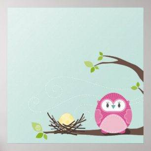 Poster Hibou dans l'expectative de maman : : citron neutr