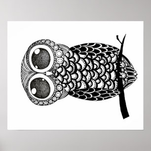 Poster hibou Doodle art