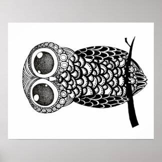 Poster hibou Doodle art