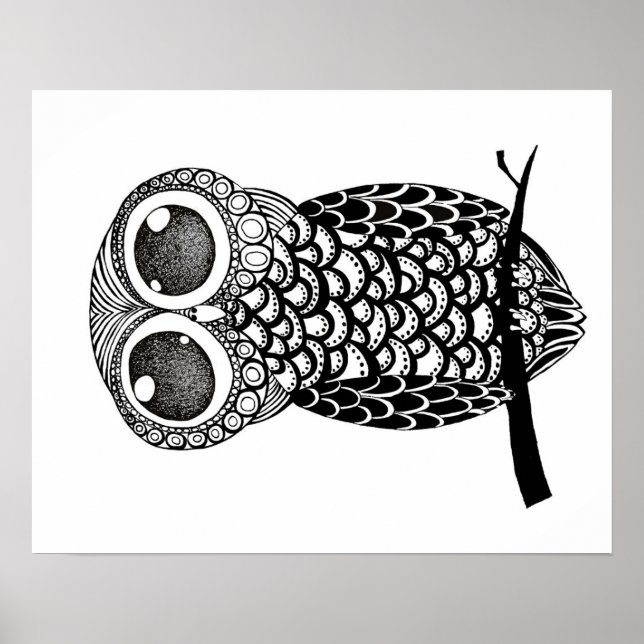 Poster hibou Doodle art (Devant)