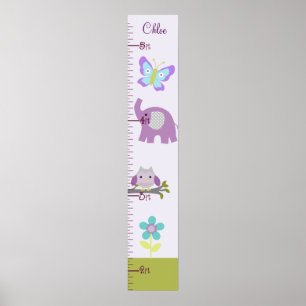 Poster Hibou, Elephant Nursery Graphique de croissance Ga
