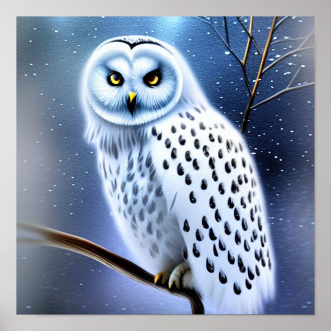 Poster Hibou neigeux (Devant)