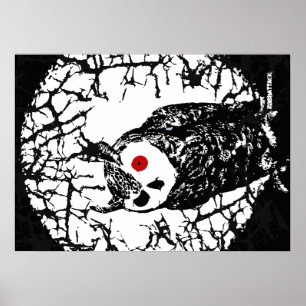 Poster Hibou observé par rouge