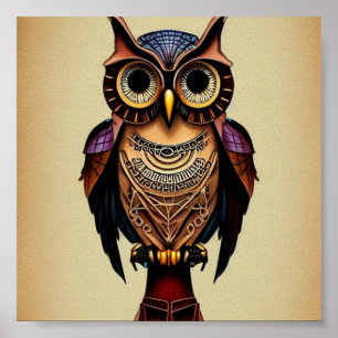 Poster Hibou steampunk
