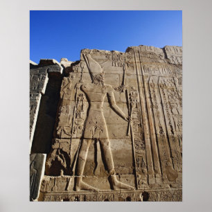 Poster Hiéroglyphes anciens sur le mur, Temple de Karnak,