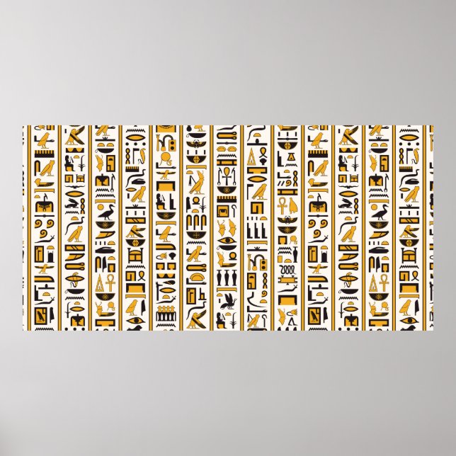 Poster Hiéroglyphes égyptiens jaune-noir couleur transpar (Devant)