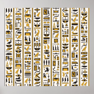 Poster Hiéroglyphes égyptiens : Jaune-Noir Sans Seamless.