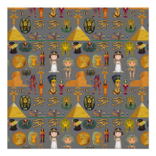 Poster Hiéroglyphique égyptien ancien -Pharaon Motif