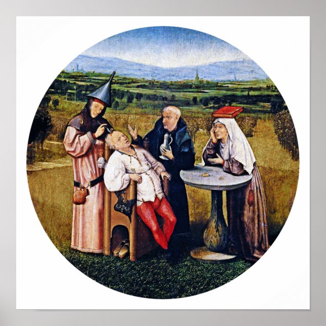 Poster Hieronymous Bosch - Extraction de la pierre de fol (Devant)