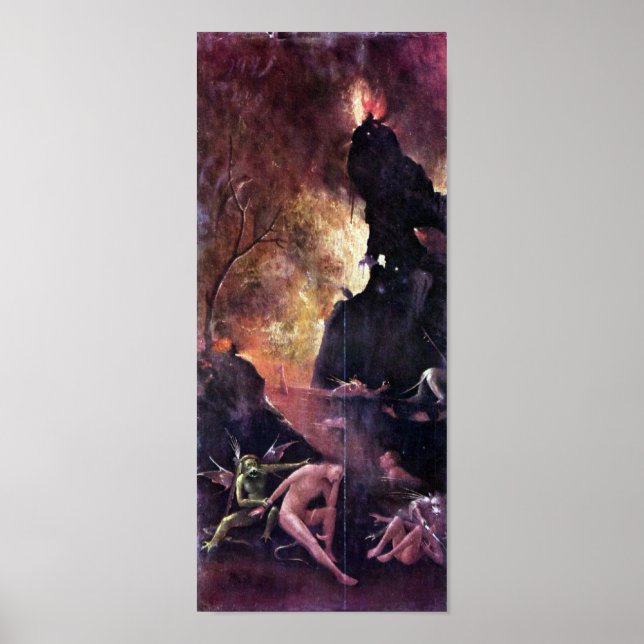 Poster Hieronymus Bosch-L'enfer de repos de flux (Devant)