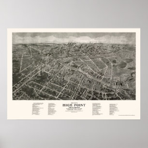 Poster High Point, NC Panoramic Map - 1913