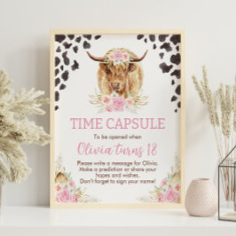 Poster Highland Cow Anniversaire Heure Capsule signe
