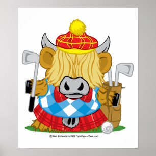Poster Highland Cow Golf