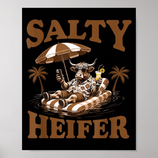 Poster Highland Cow Lovers Salty Heifer Trocal For Women  (Devant)
