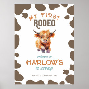 Poster Highland Cow Mon premier rodéo 1er anniversaire